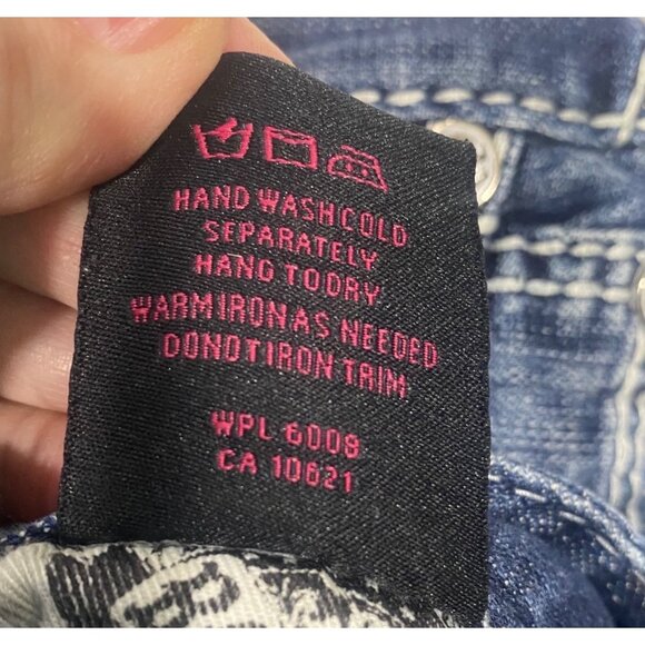 Rock & Roll Cowgirl Bootcut Jeans Womens Size 29 Embroidered Dark Wash Western R - Picture 9 of 14